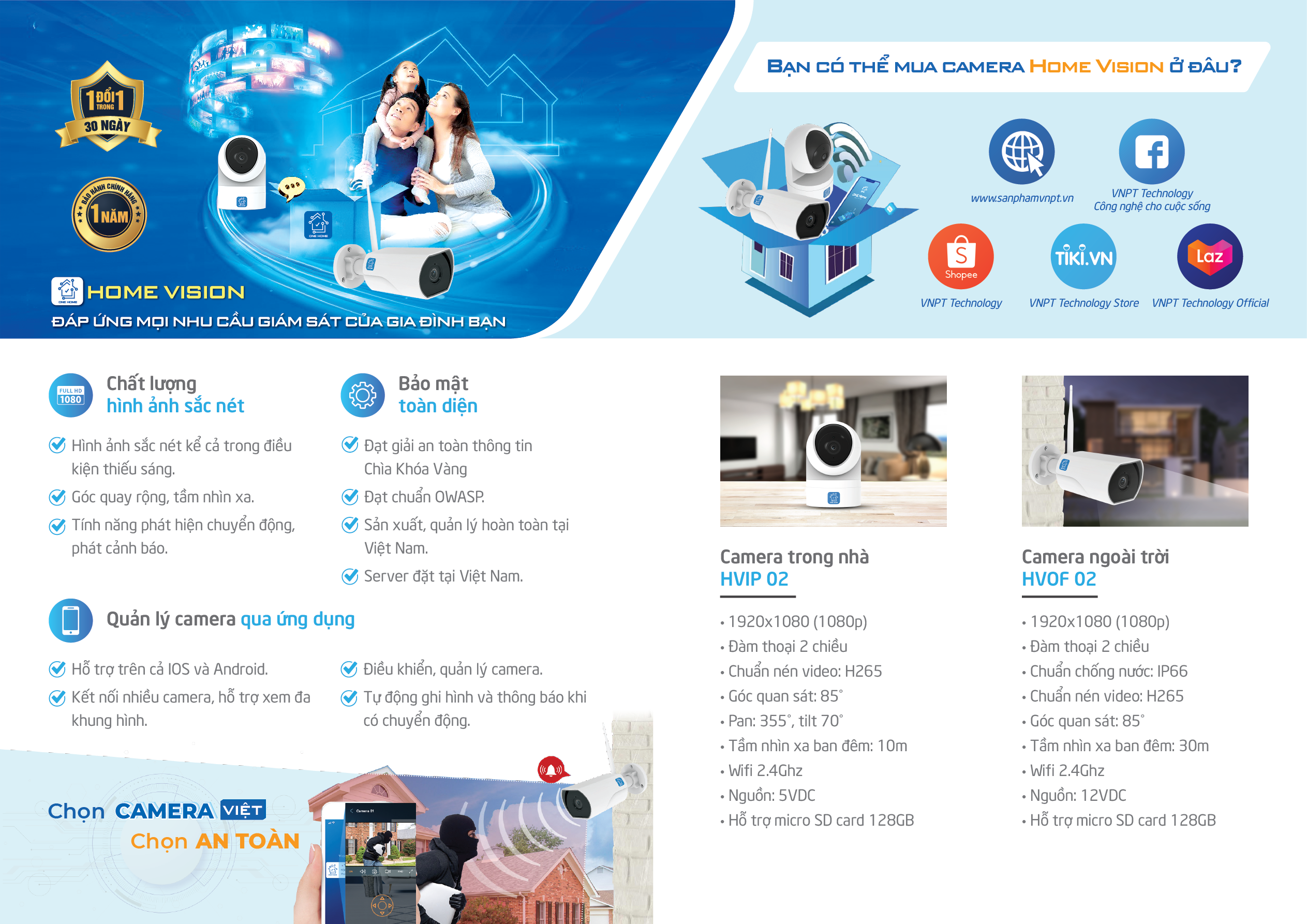 VNPT Technology bán sản phẩm IP Camera qua các sàn thương mại điện tử lớn tại Việt Nam