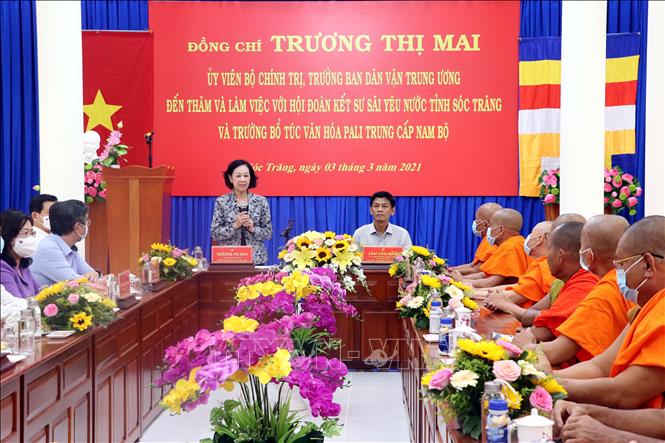 Trưởng Ban Dân vận Trung ương thăm Hội Đoàn kết sư sãi yêu nước tỉnh Sóc Trăng