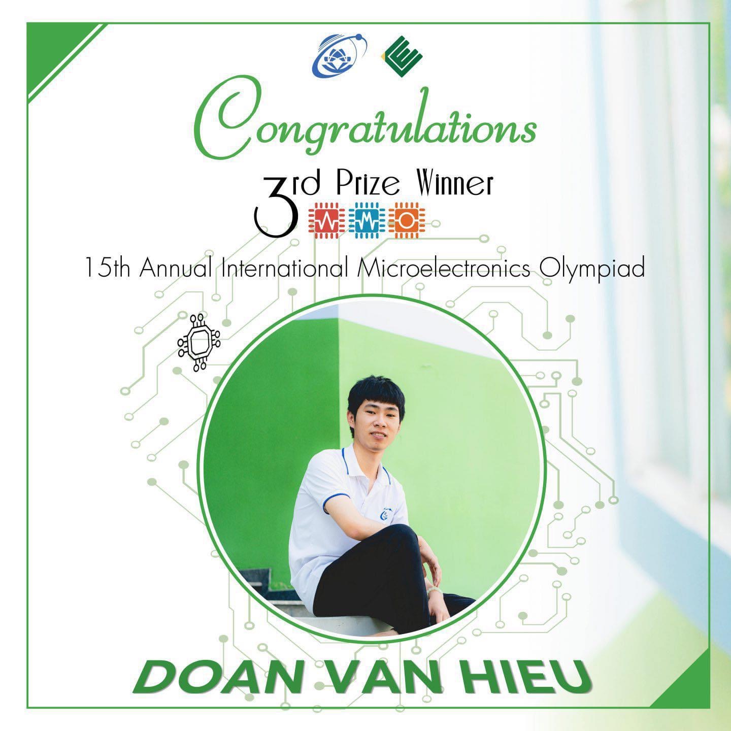 Sinh viên Đoàn Văn Hiếu đoạt giải Ba Olympic Vi điện tử Quốc tế