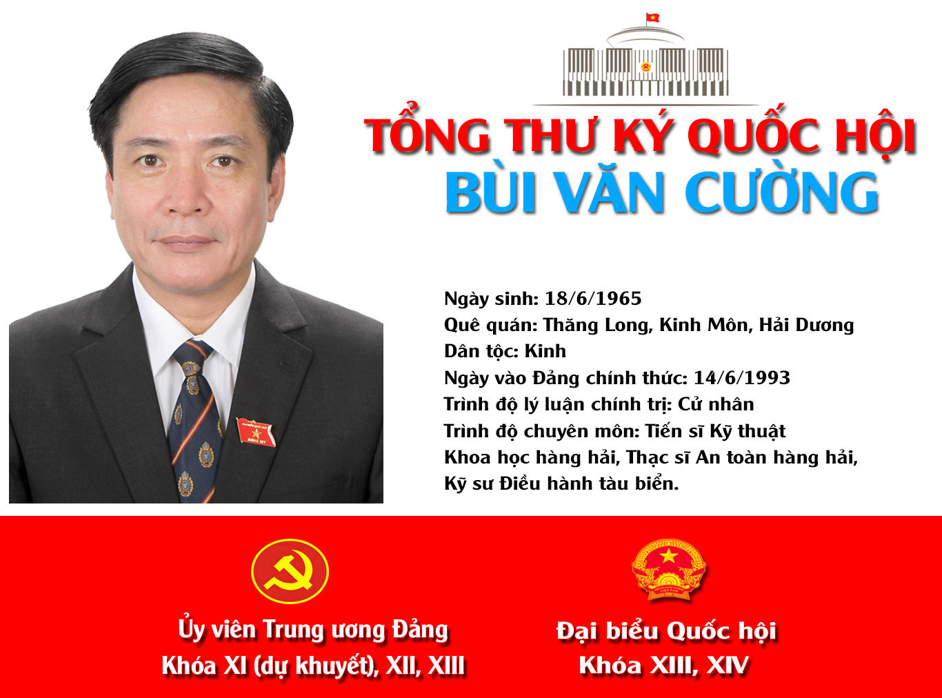 [Infographic] Chân dung tân Tổng Thư ký Quốc hội Bùi Văn Cường