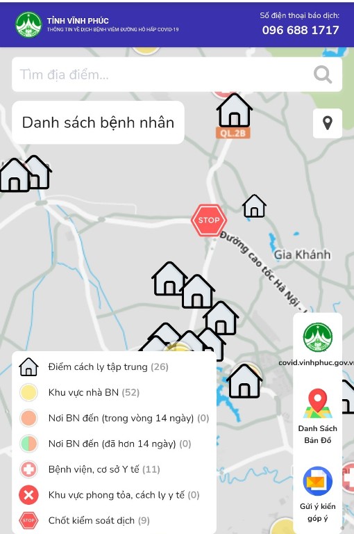 Vĩnh Phúc Tiếp nhận hệ thống Bản đồ số dịch tễ COVID-19