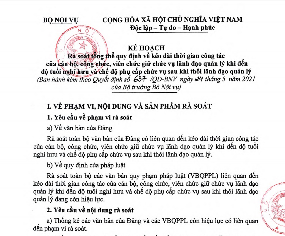 Rà soát tổng thể quy định về kéo dài thời gian công tác