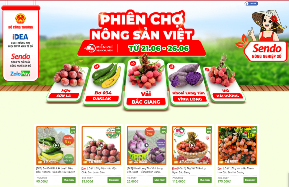 “Phiên chợ nông sản trực tuyến” trên sàn thương mại điện tử Sendo