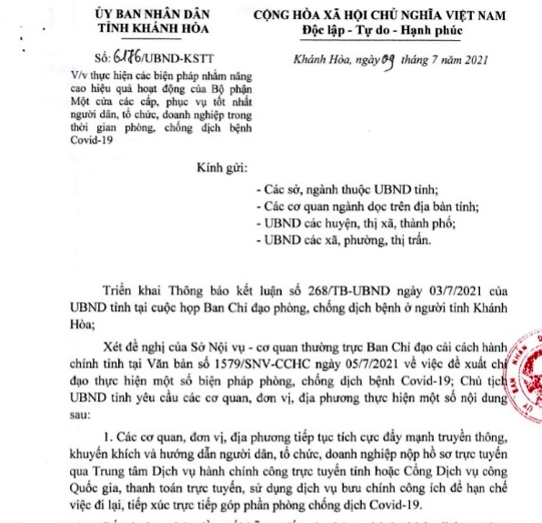 Khánh Hòa Nâng cao hiệu quả hoạt động của Bộ phận Một cửa các cấp