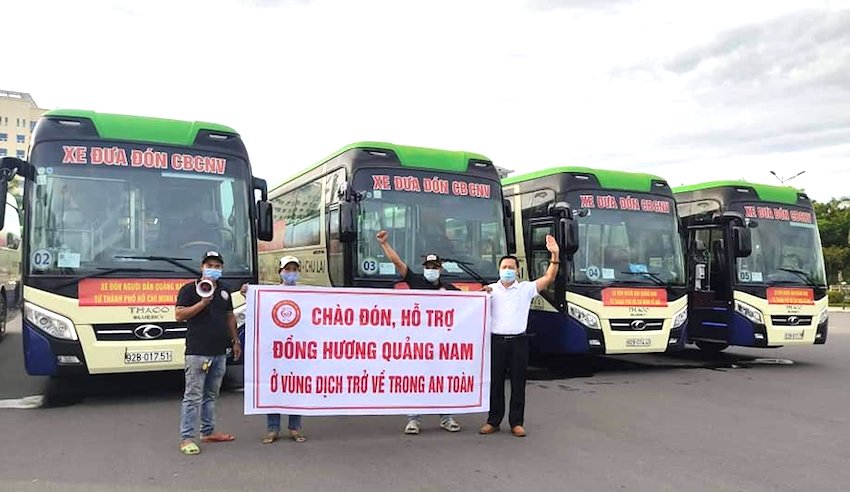 Tổ chức đoàn xe đón người dân từ TP Hồ Chí Minh về Quảng Nam