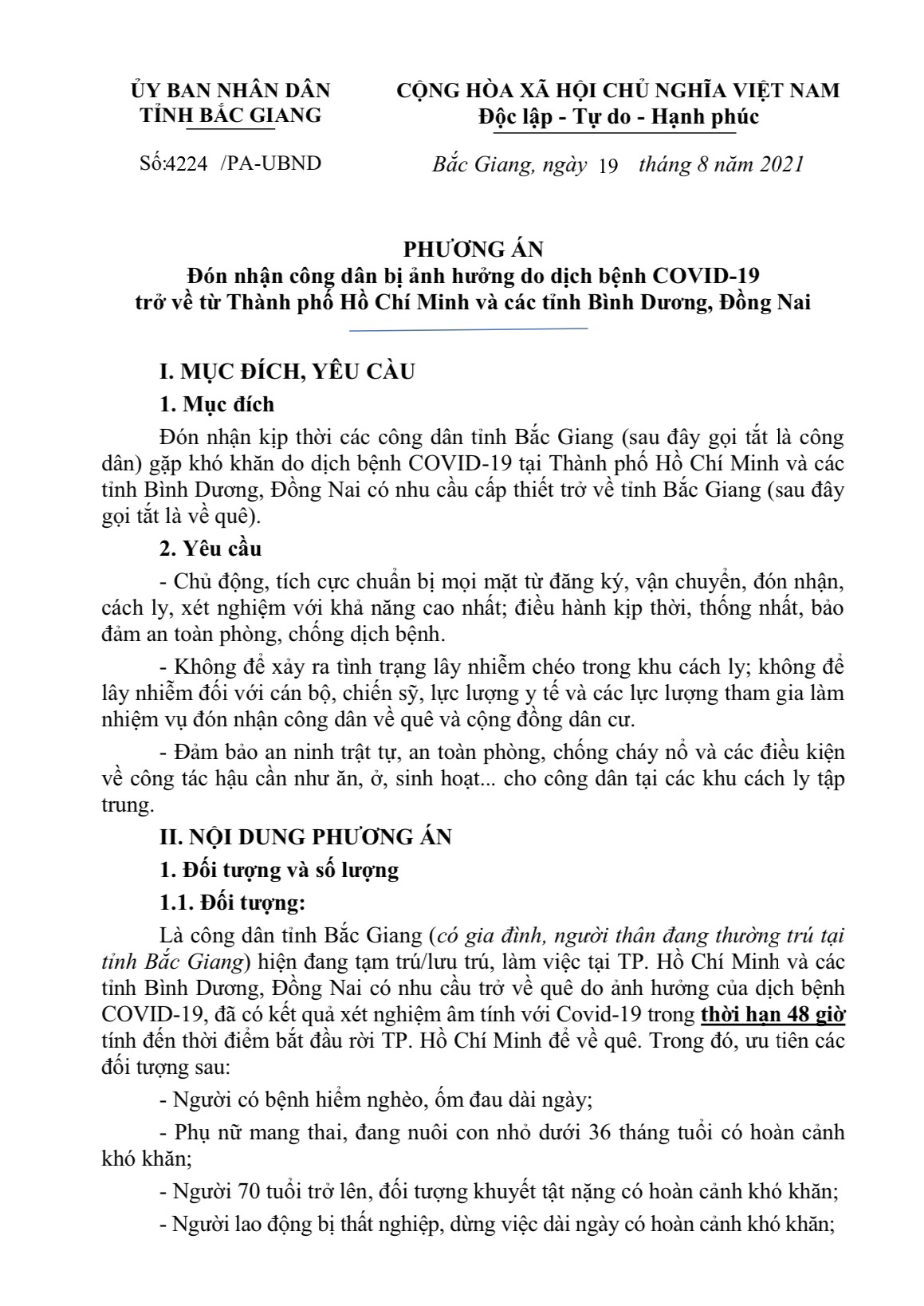 Bắc Giang chuẩn bị đón 500 người bị ảnh hưởng dịch Covid-19 từ TP Hồ Chí Minh và tỉnh Bình Dương, Đồng Nai