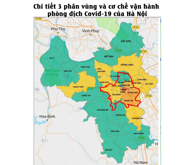 Chi tiết 3 phân vùng và cơ chế vận hành phòng dịch COVID-19 của Hà Nội