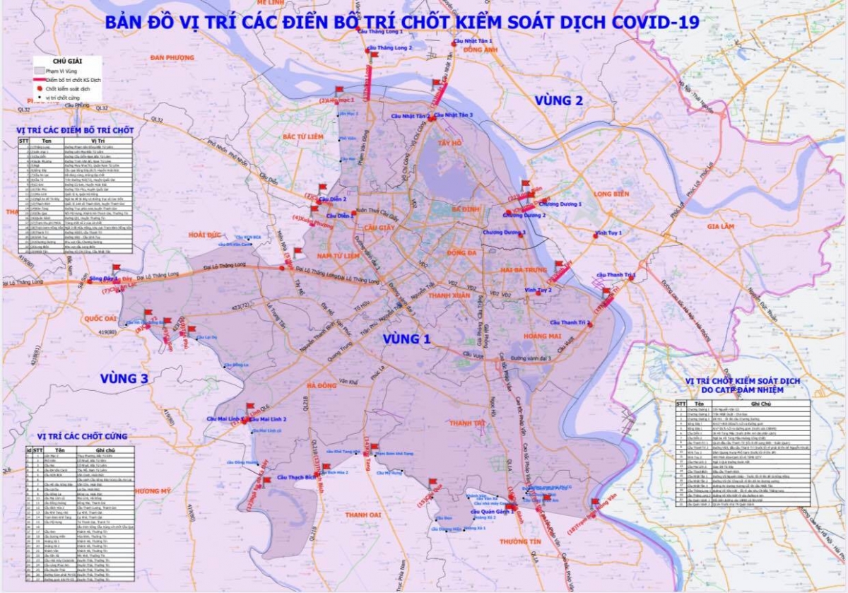 Phân luồng giao thông qua vị trí các chốt kiểm soát dịch COVID-19 tại Hà Nội