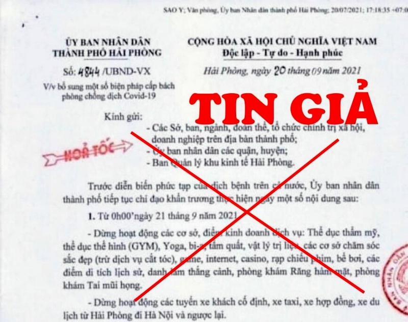 Hải Phòng Đề nghị người dân không lan truyền văn bản giả mạo về phòng dịch