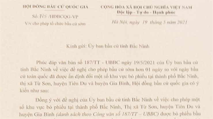 Bắc Ninh được tổ chức bầu cử sớm tại các khu vực phong tỏa, cách ly