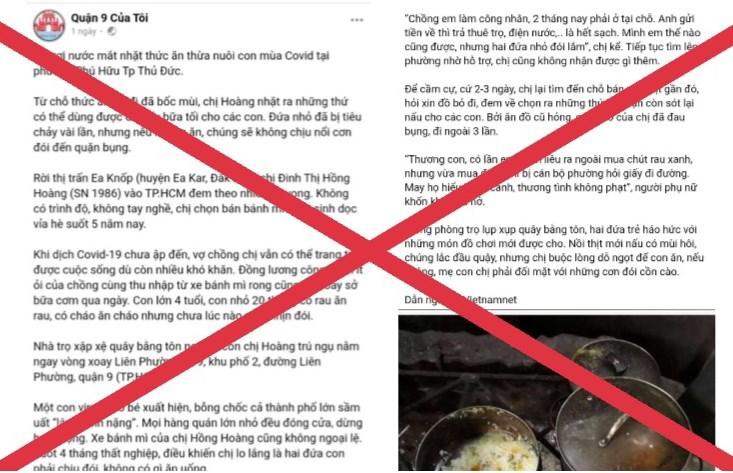 Xử lý thông tin “Mẹ rơi nước mắt nhặt thức ăn thừa nuôi con mùa Covid”