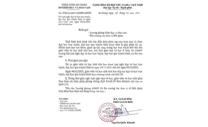 An Giang Học sinh tạm dừng học online để giảm căng thẳng