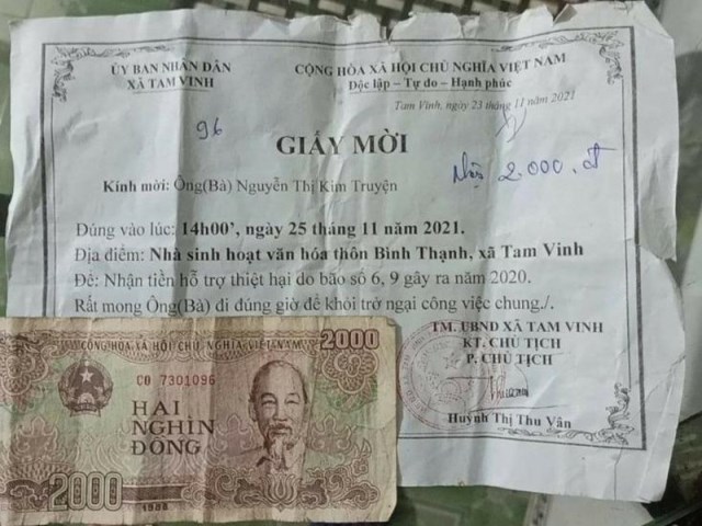 Làm rõ thông tin “nhận 2 000 đồng hỗ trợ mưa bão 2020”