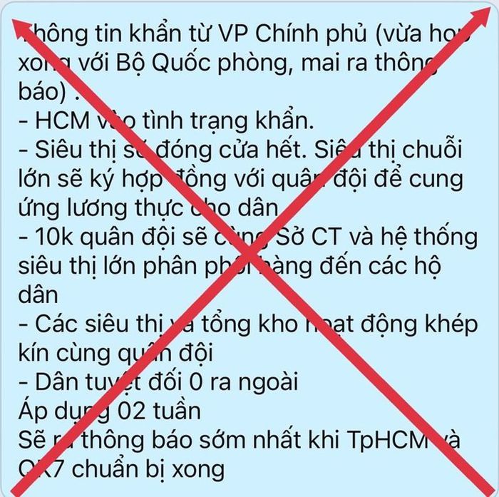 “TP HCM vào tình trạng khẩn” là tin giả