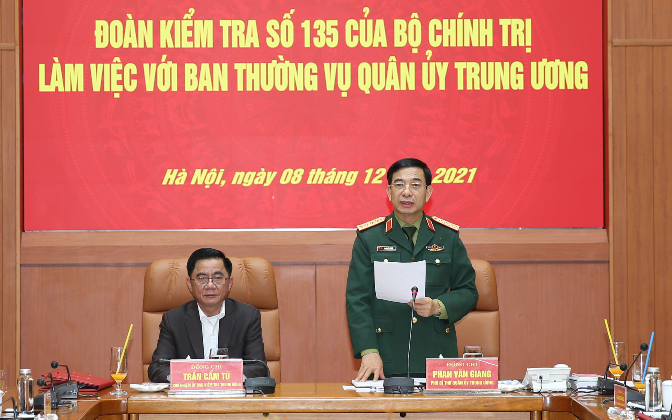 Đoàn kiểm tra Bộ Chính trị làm việc với Ban Thường vụ Quân ủy Trung ương