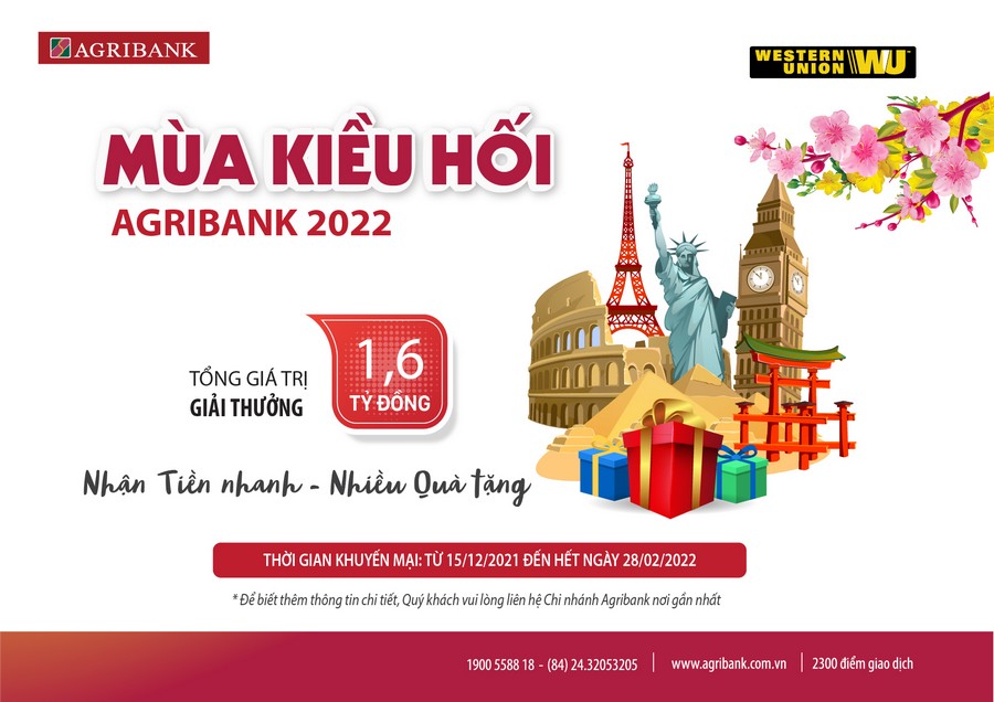 Ưu đãi hấp dẫn cuối năm khi nhận tiền kiều hối qua Agribank