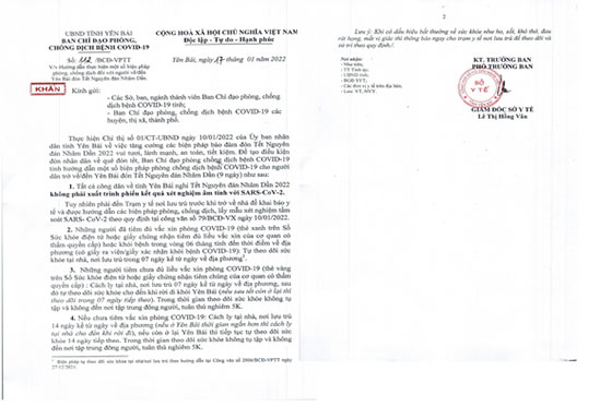 Yên Bái Hướng dẫn phòng, chống dịch với công dân về, đến đón Tết