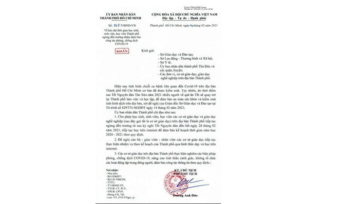 Cho học sinh nghỉ đến ngày 28 2 do COVID-19 là thông tin không chính xác