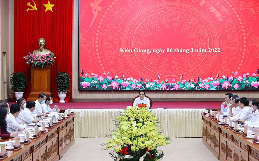 Thủ tướng Phạm Minh Chính làm việc với lãnh đạo chủ chốt tỉnh Kiên Giang