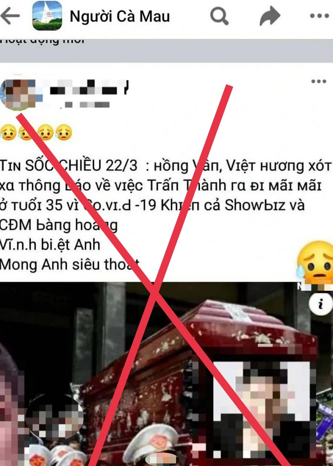 Trấn Thành tử vong do COVID-19 là thông tin bịa đặt