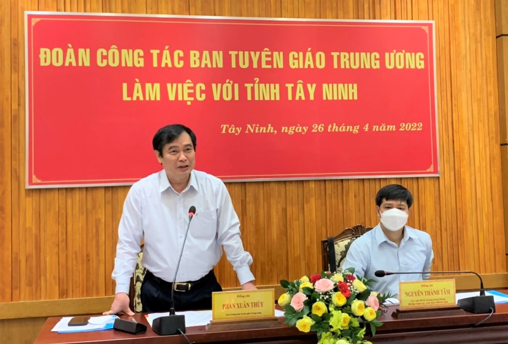 Đoàn công tác của Ban Tuyên giáo Trung ương làm việc với Tỉnh ủy Tây Ninh