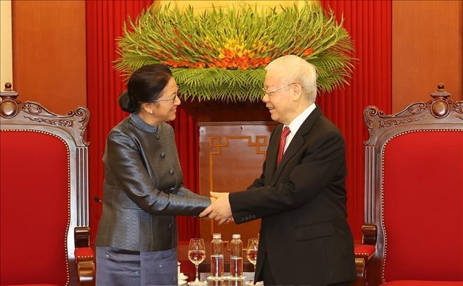 Tổng Bí thư Nguyễn Phú Trọng tiếp Đoàn đại biểu cấp cao Nhà nước Lào