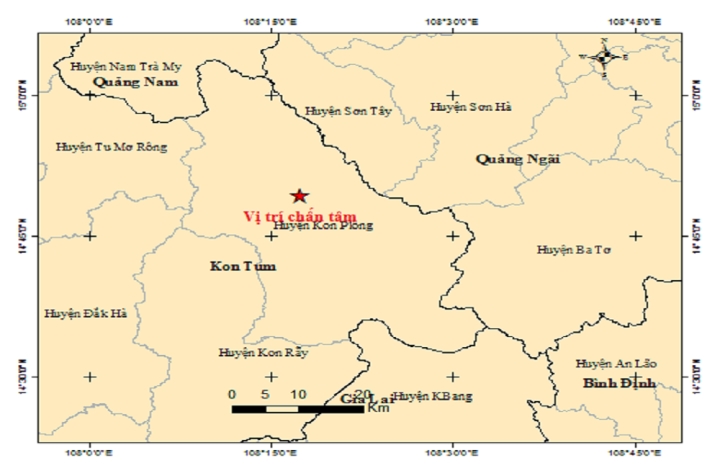 Liên tiếp xảy ra 2 trận động đất tại Kon Tum vào sáng 9 5
