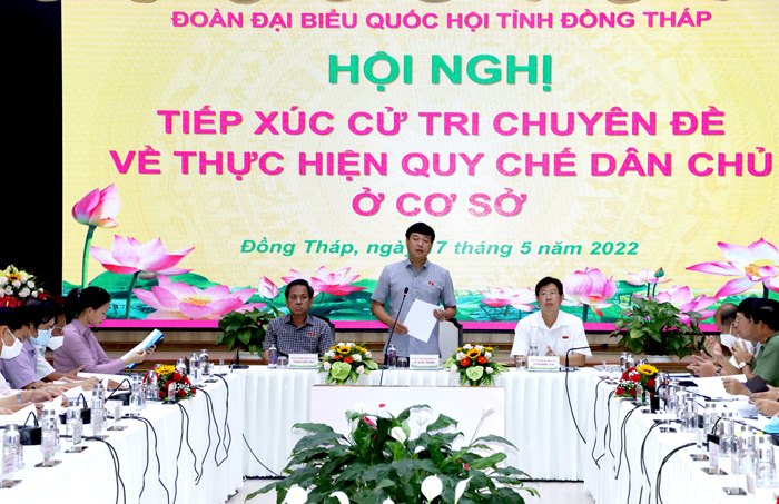 Đồng Tháp Tiếp xúc cử tri chuyên đề về thực hiện quy chế dân chủ ở cơ sở