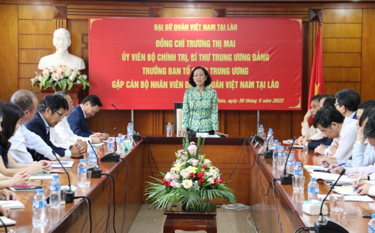 Trưởng Ban Tổ chức Trung ương Trương Thị Mai thăm và làm việc tại Tỉnh Bò-ly-khăm-xay