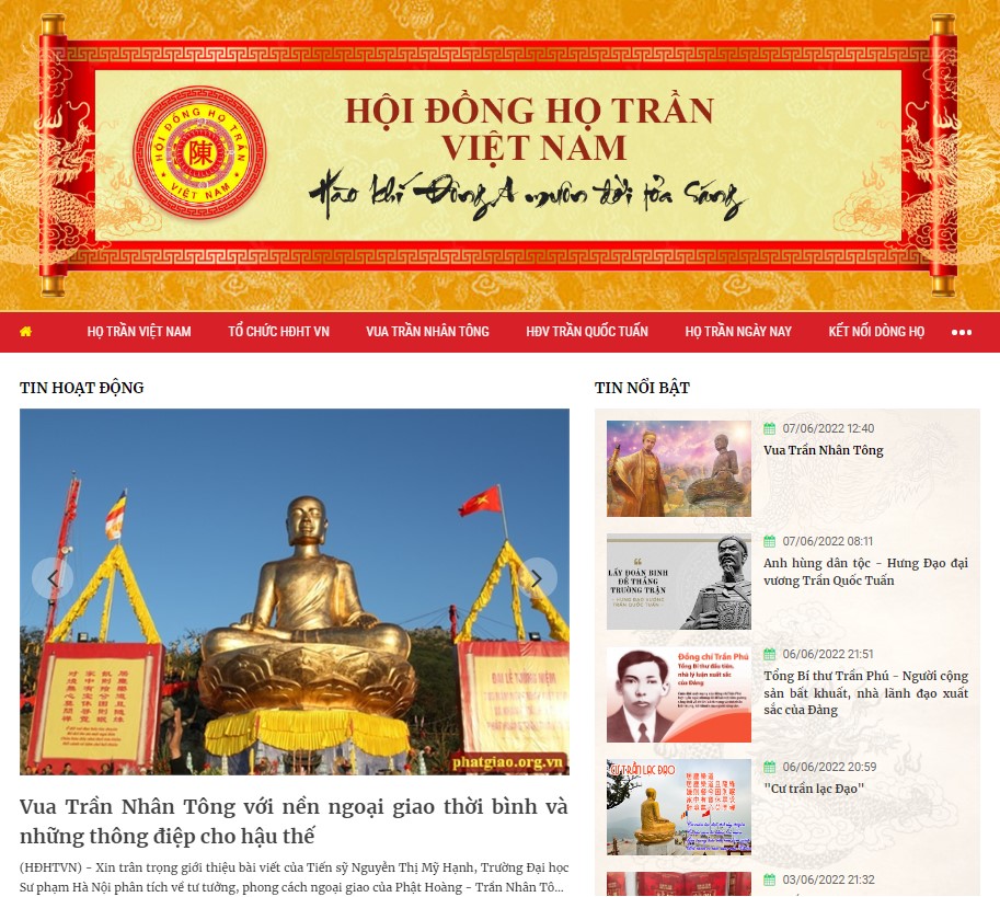 Xây dựng, hoàn thiện website Hội đồng họ Trần Việt Nam