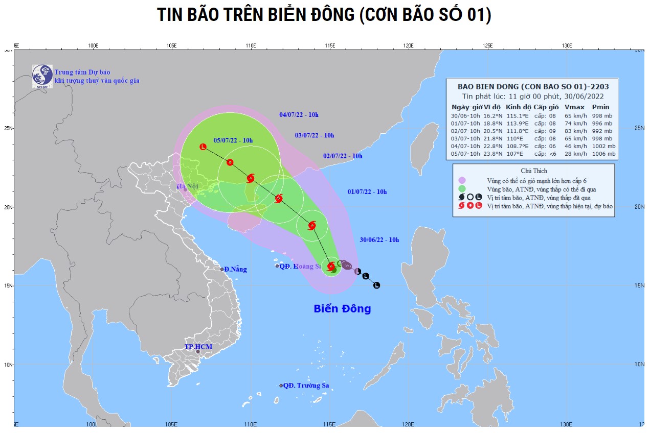Áp thấp nhiệt đới trên biển Đông đã mạnh lên thành bão Chaba cơn bão số 1