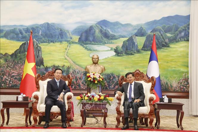 Thường trực Ban Bí thư Võ Văn Thưởng thăm và làm việc tại Lào