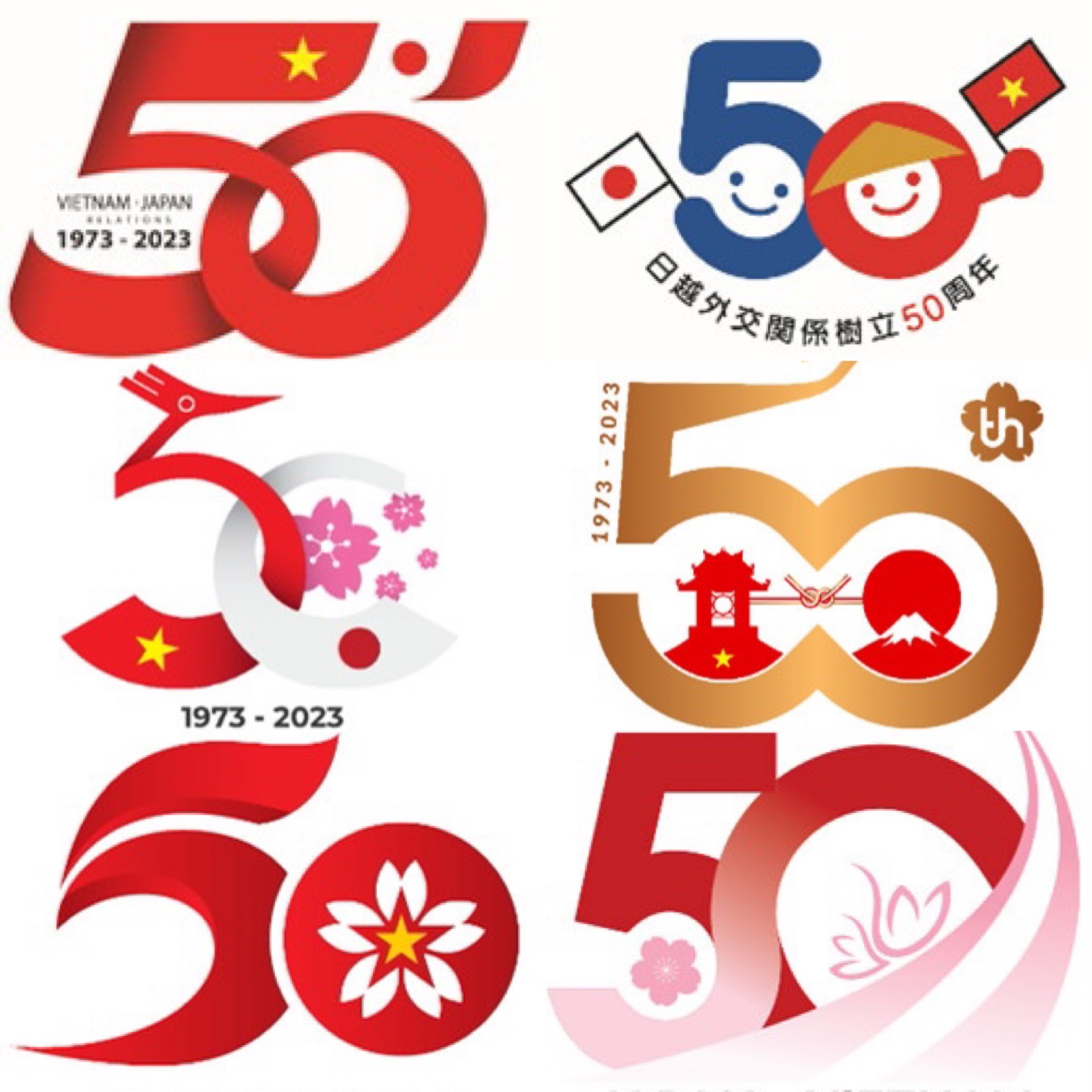 Bình chọn thiết kế logo kỷ niệm 50 năm quan hệ ngoại giao Nhật Bản - Việt Nam