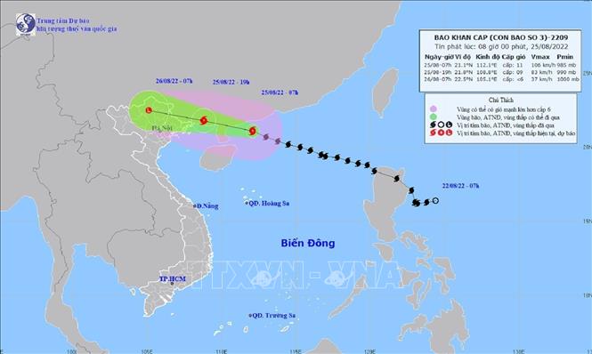 Hoàn lưu bão số 3 sẽ gây mưa lớn từ chiều 25 - 26 8 tại Bắc Bộ