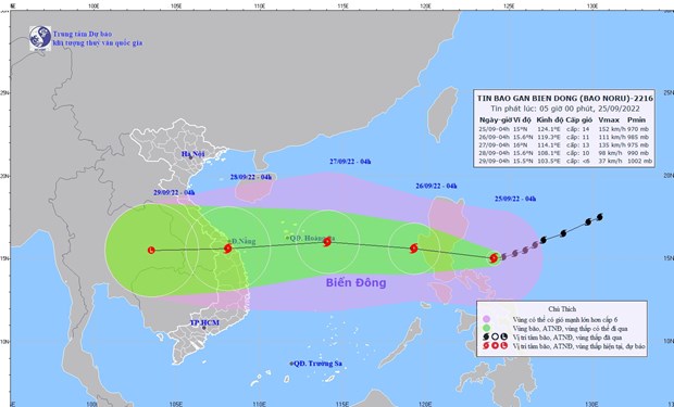 Bão Noru di chuyển nhanh, chiều 25 9 đi vào Biển Đông