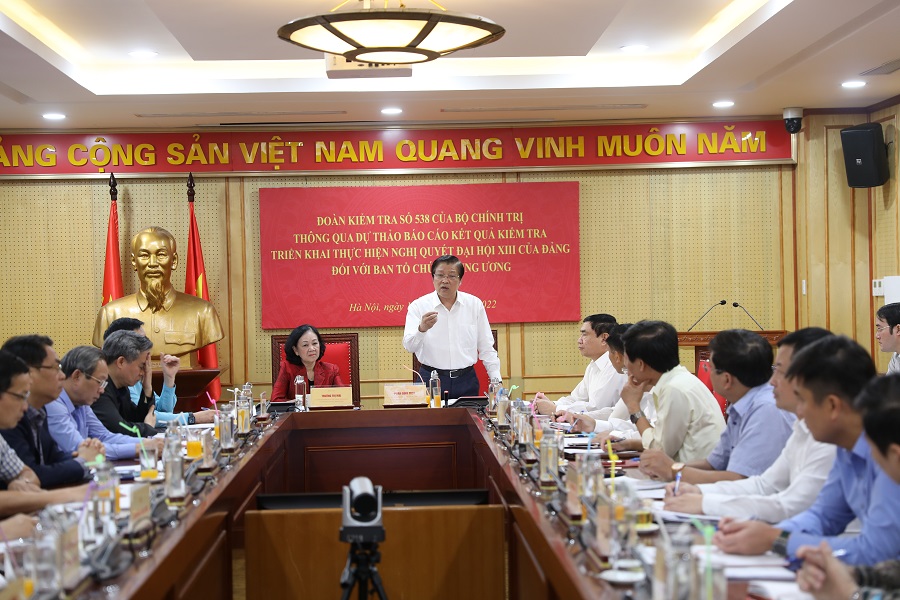 Đoàn kiểm tra số 538 của Bộ Chính trị làm việc với Ban Tổ chức Trung ương
