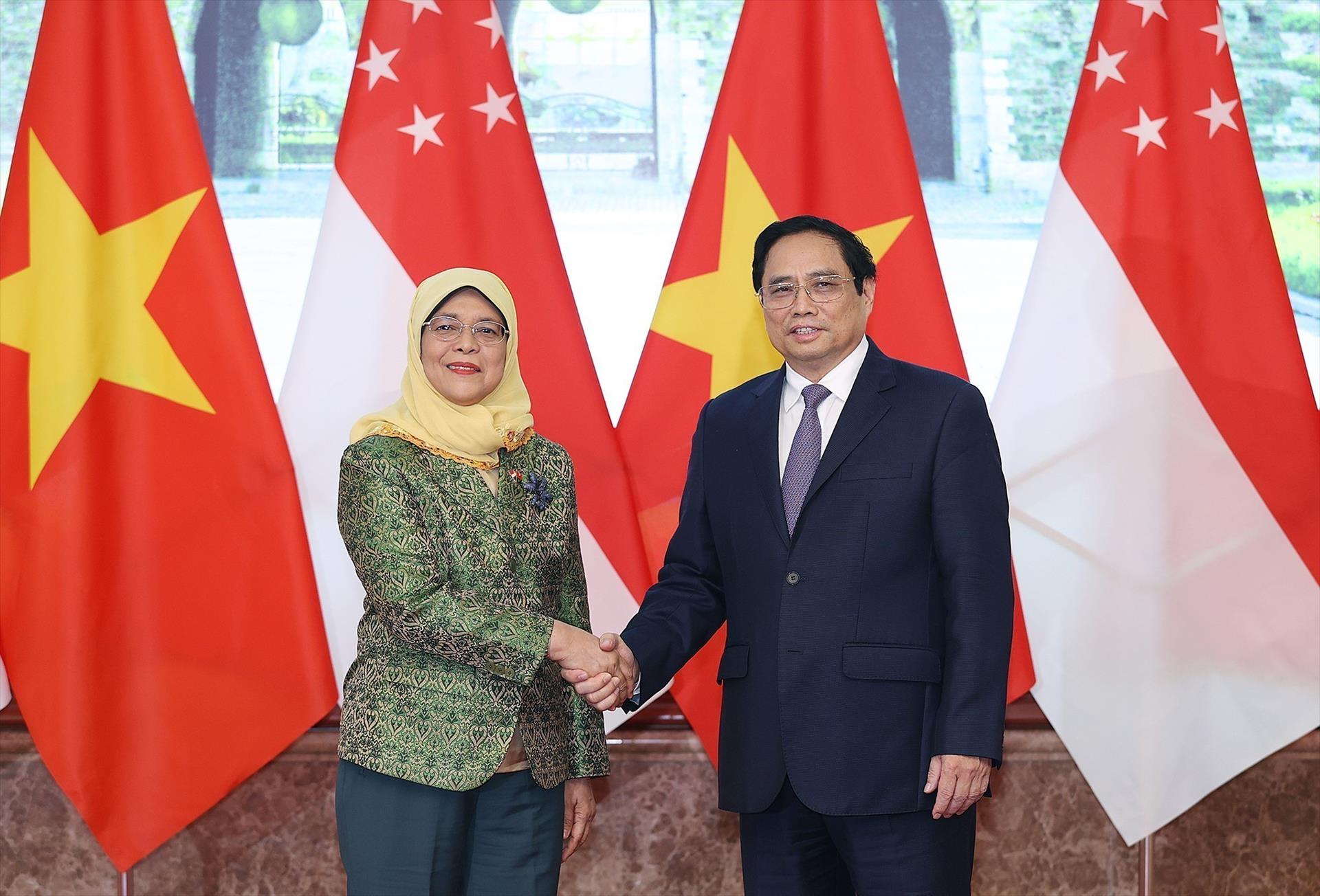 Thủ tướng Phạm Minh Chính tiếp Tổng thống Singapore Halimah Yacob
