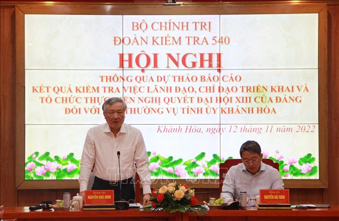 Đoàn kiểm tra của Bộ Chính trị làm việc tại Khánh Hòa