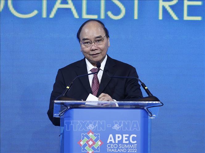 Chủ tịch nước Nguyễn Xuân Phúc phát biểu tại Hội nghị Thượng đỉnh doanh nghiệp APEC 2022
