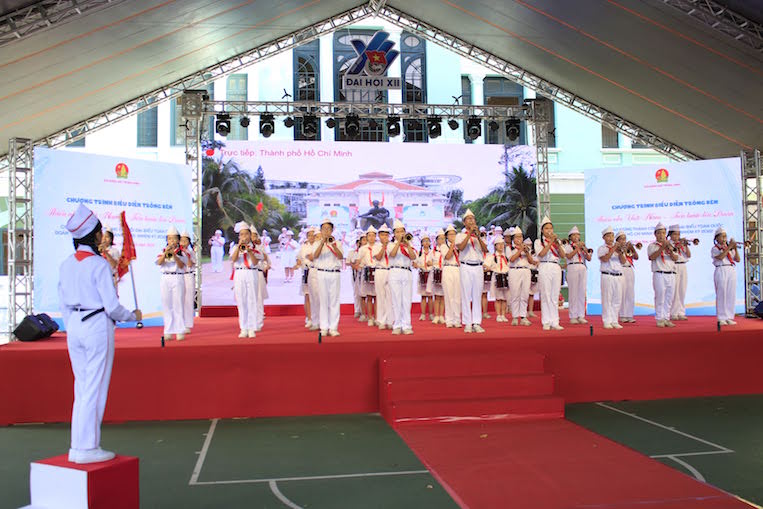 12 000 thiếu nhi biểu diễn trống kèn chào mừng thành công Đại hội Đoàn toàn quốc lần thứ XII