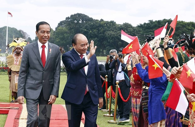 Tổng thống Indonesia chủ trì lễ đón cấp Nhà nước Chủ tịch nước Nguyễn Xuân Phúc
