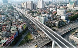 Toàn cảnh đường Vành đai 2 đoạn cầu Vĩnh Tuy đến Ngã Tư Sở