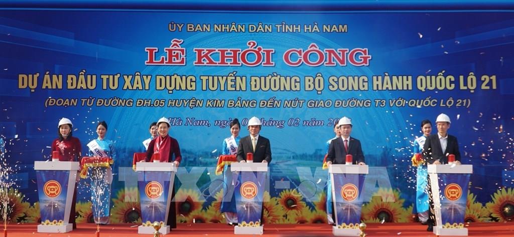 Khởi công tuyến đường bộ song hành quốc lộ 21 thuộc địa phận tỉnh Hà Nam