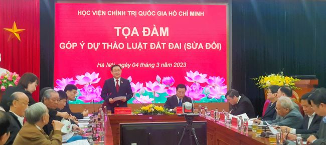 Chủ tịch Quốc hội Vương Đình Huệ chủ trì Tọa đàm góp ý dự thảo Luật Đất đai sửa đổi