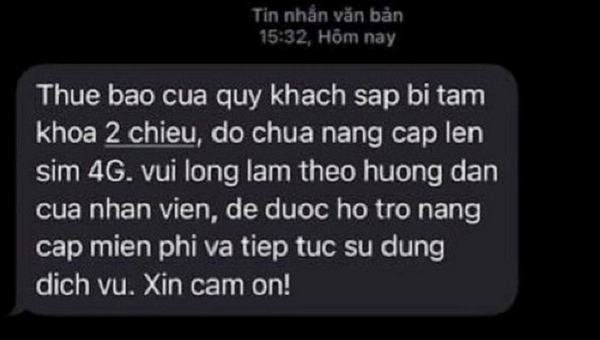 Tin nhắn lừa đảo khóa thuê bao có thể tái xuất