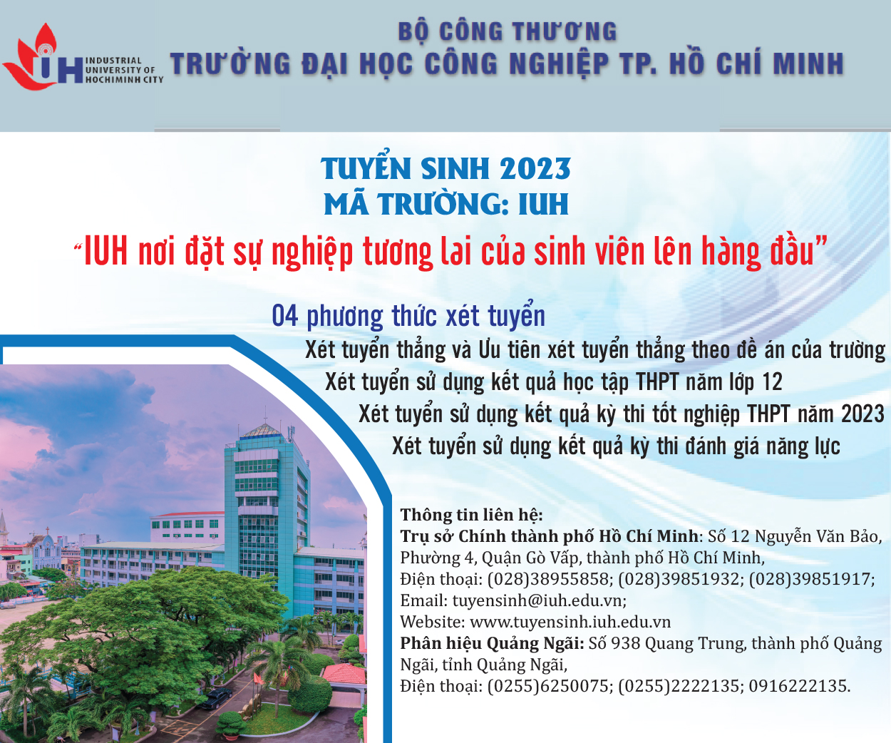 Trường Đại học Công nghiệp TP Hồ Chí Minh tuyển sinh năm 2023