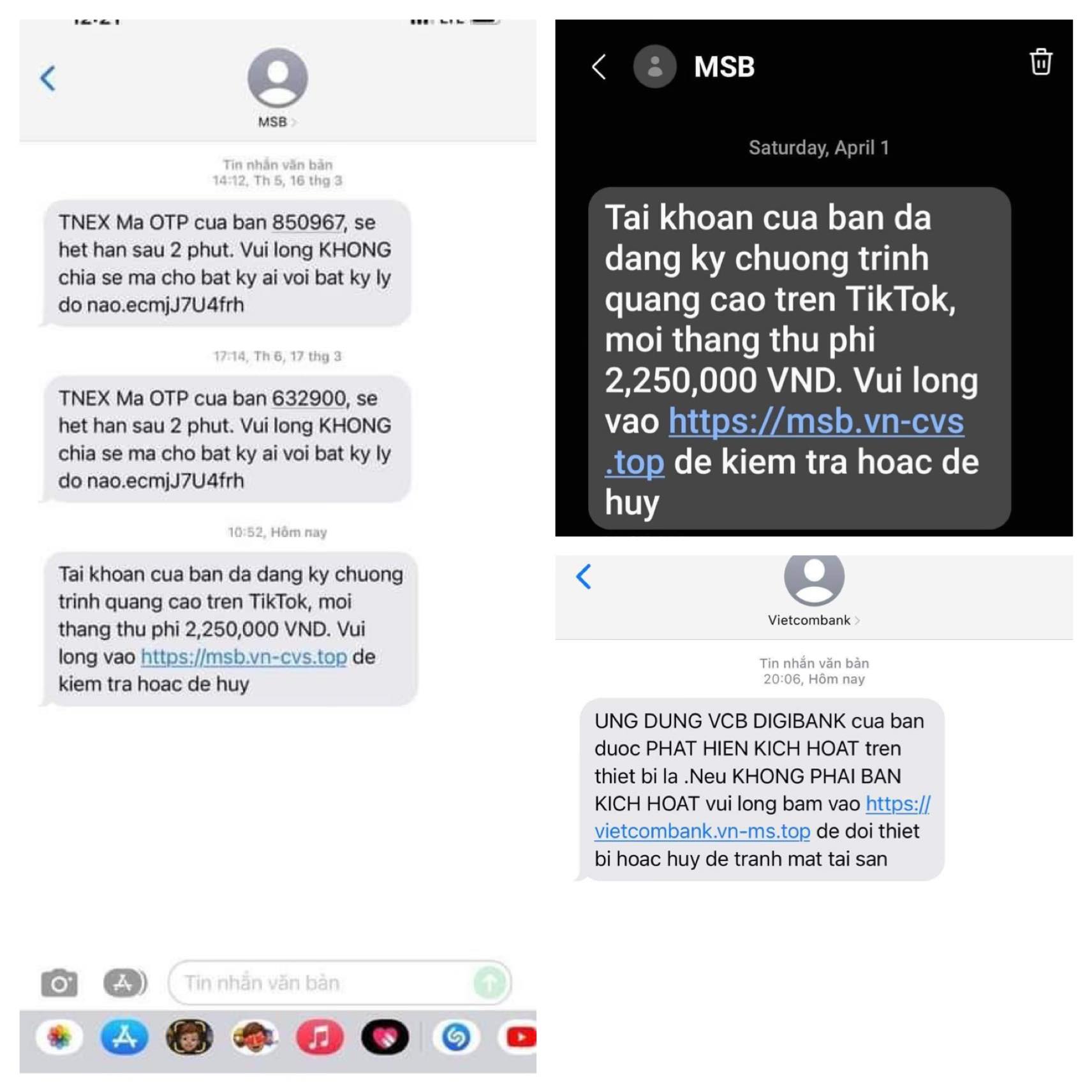 Cảnh giác với chiêu thức lừa đảo mạo danh tin nhắn của các ngân hàng