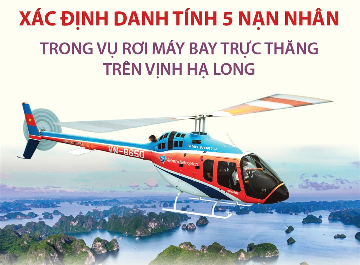 Xác định danh tính 5 nạn nhân trong vụ rơi máy bay trực thăng trên vịnh Hạ Long