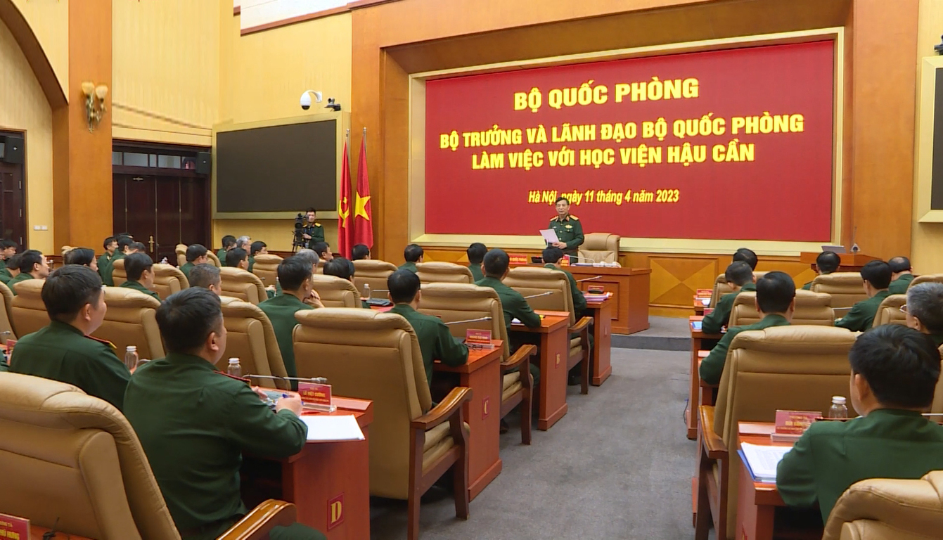 Đại tướng Phan Văn Giang làm việc với Học viện Hậu cần
