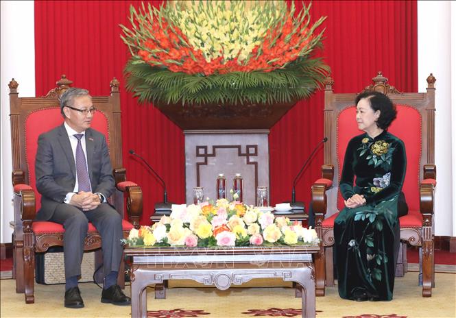 Thường trực Ban Bí thư tiếp Đoàn Ban Đối ngoại Trung ương Đảng Nhân dân Cách mạng Lào